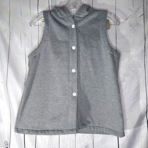 Zaful Gray Button-Up Hooded Vest Size 6